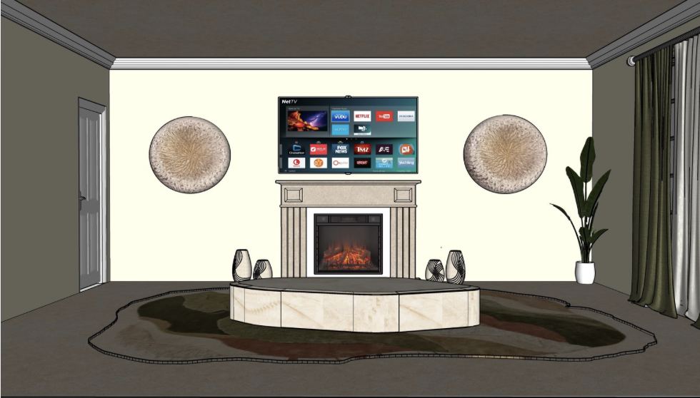 Living room with fireplace