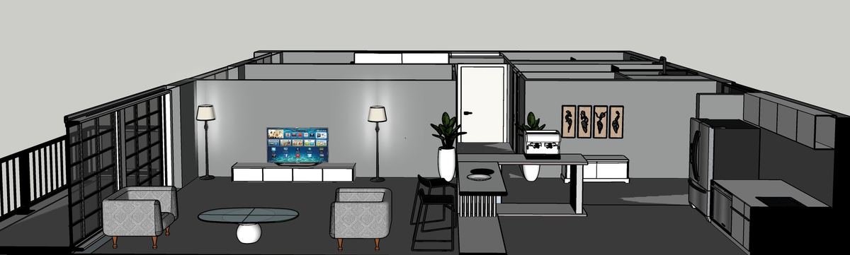 Open living and kitchen